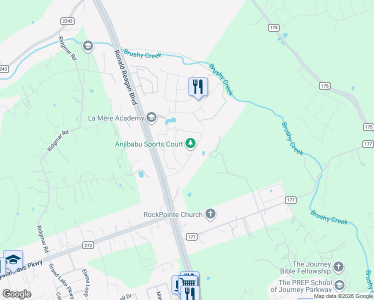map of restaurants, bars, coffee shops, grocery stores, and more near 2913 Zoysia Drive in Leander