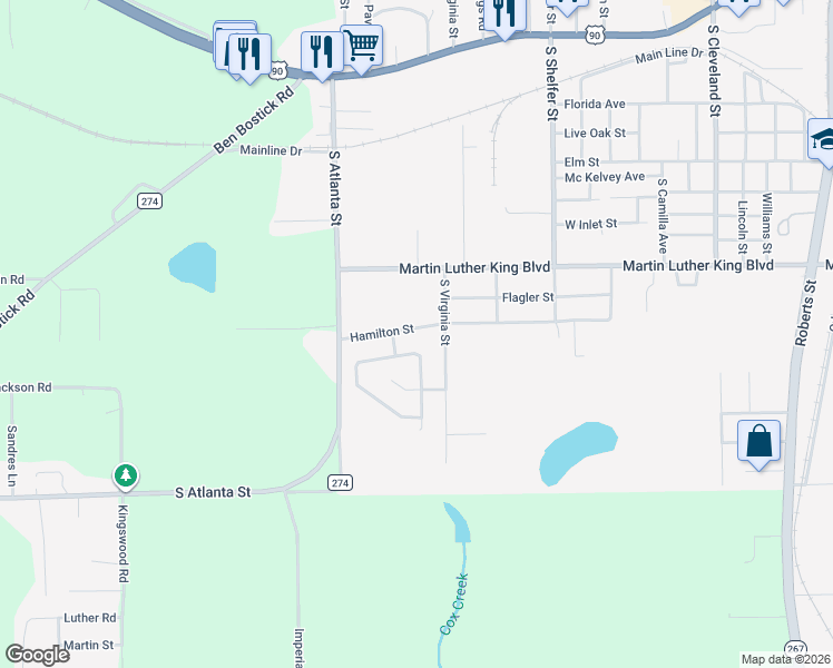 map of restaurants, bars, coffee shops, grocery stores, and more near 2127 Hamilton Street in Quincy