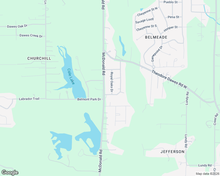 map of restaurants, bars, coffee shops, grocery stores, and more near 5470 Royal Oaks Drive in Theodore
