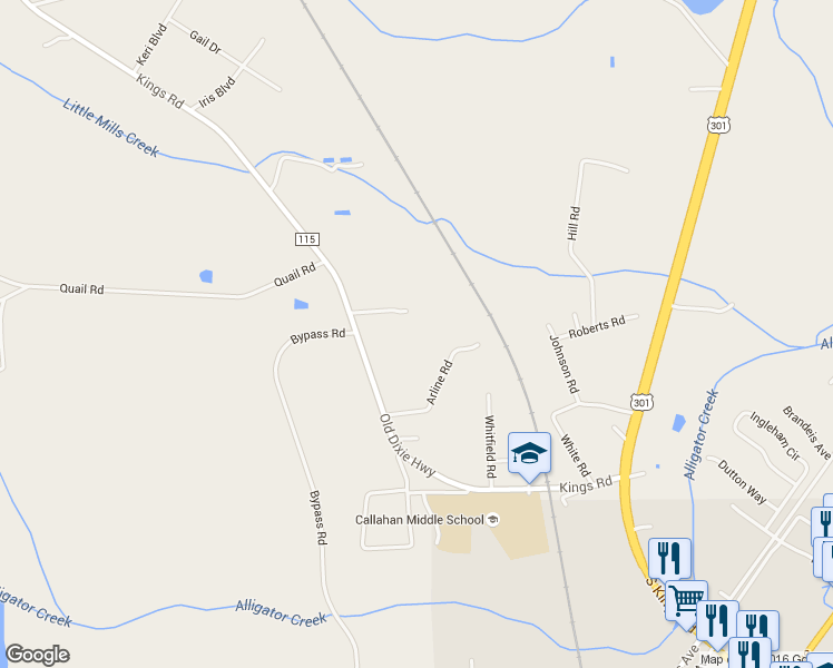 map of restaurants, bars, coffee shops, grocery stores, and more near 450368 Old Dixie Highway in Callahan