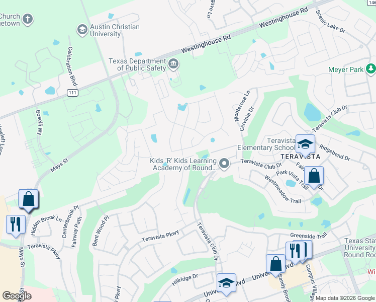 map of restaurants, bars, coffee shops, grocery stores, and more near 208 Windom Way in Georgetown