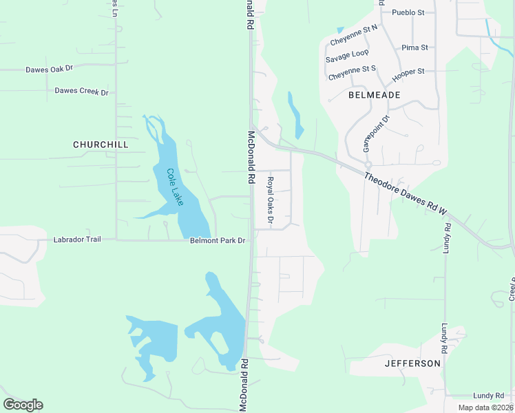 map of restaurants, bars, coffee shops, grocery stores, and more near 5470 Royal Oaks Dr in Theodore