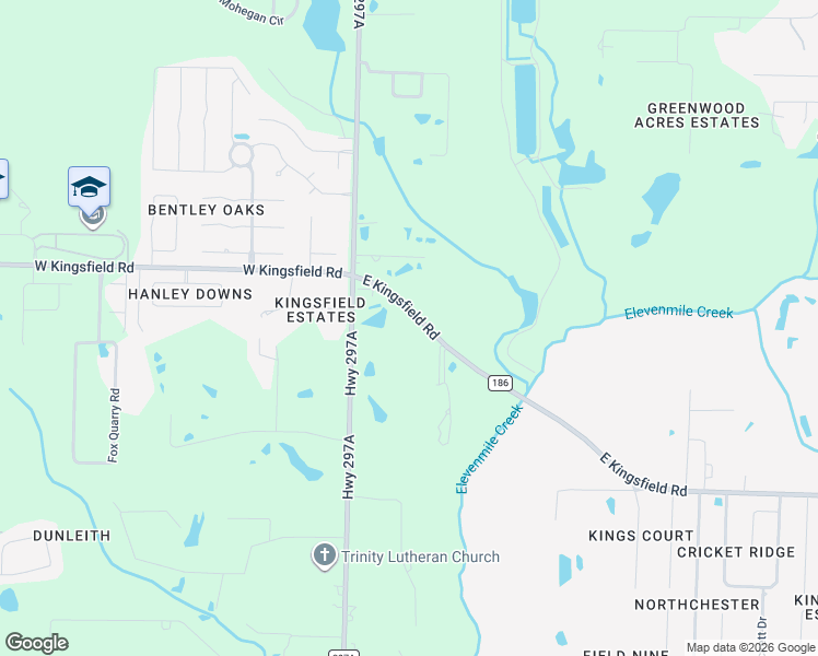 map of restaurants, bars, coffee shops, grocery stores, and more near 197 West Kingsfield Road in Escambia County