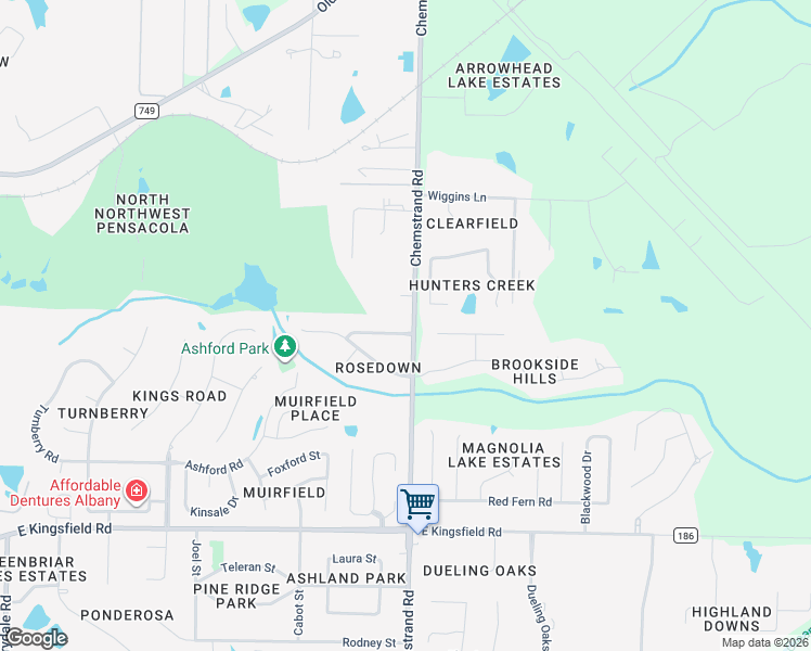 map of restaurants, bars, coffee shops, grocery stores, and more near 2630 Devlin Way in Cantonment