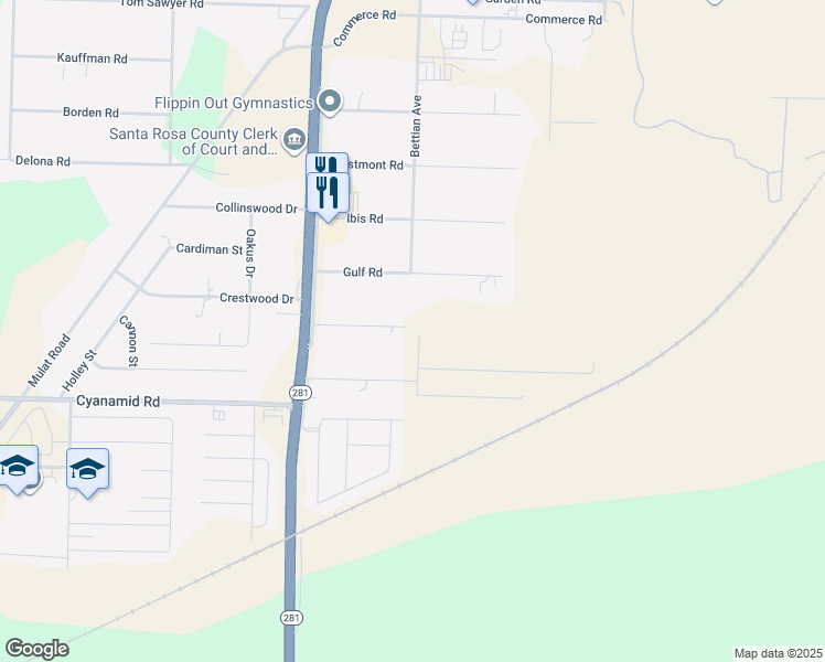 map of restaurants, bars, coffee shops, grocery stores, and more near 5799 Cactus Drive in Milton