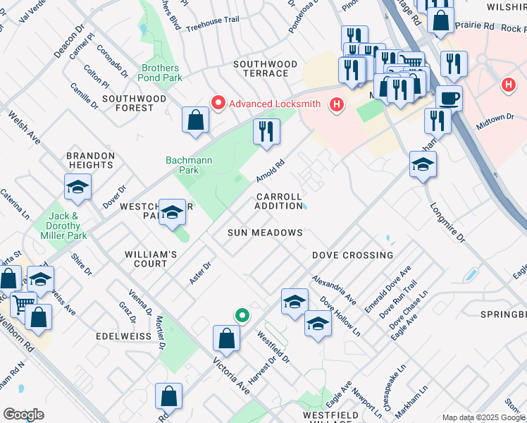map of restaurants, bars, coffee shops, grocery stores, and more near 1014 Gardenia Street in College Station