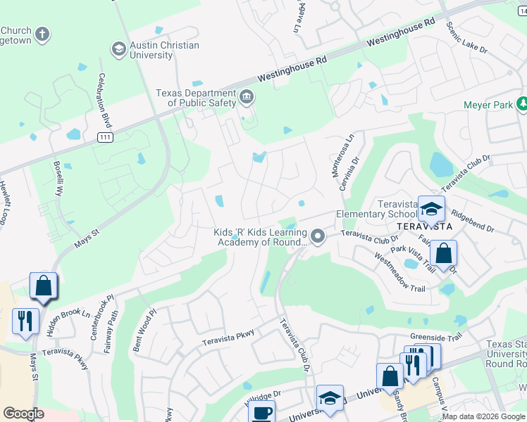 map of restaurants, bars, coffee shops, grocery stores, and more near 208 Windom Way in Georgetown