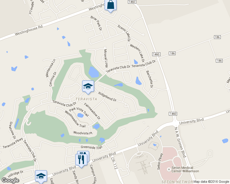 map of restaurants, bars, coffee shops, grocery stores, and more near 4221 Pebblestone Trail in Round Rock