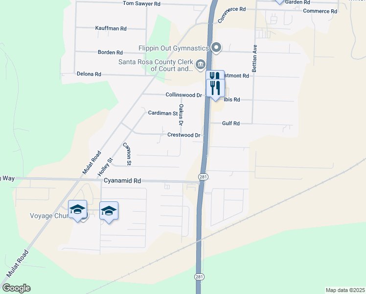 map of restaurants, bars, coffee shops, grocery stores, and more near 3864 Oakus Drive in Milton