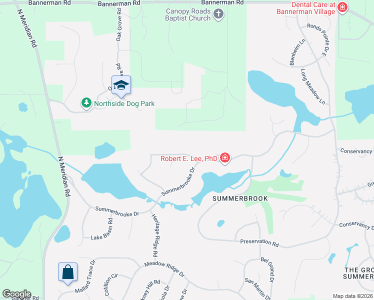 map of restaurants, bars, coffee shops, grocery stores, and more near 903 Hill Roost Road in Tallahassee