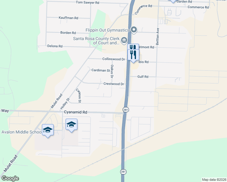 map of restaurants, bars, coffee shops, grocery stores, and more near 3864 Oakus Drive in Milton