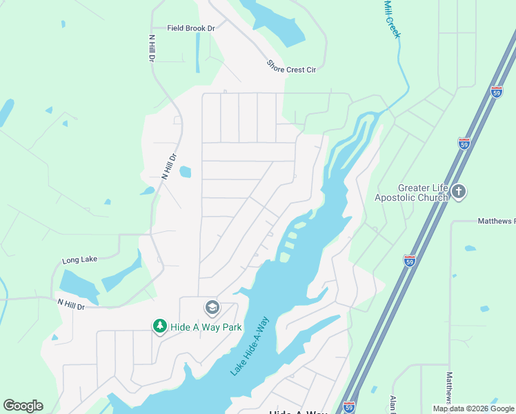 map of restaurants, bars, coffee shops, grocery stores, and more near 216 Ridgeview Drive in Carriere
