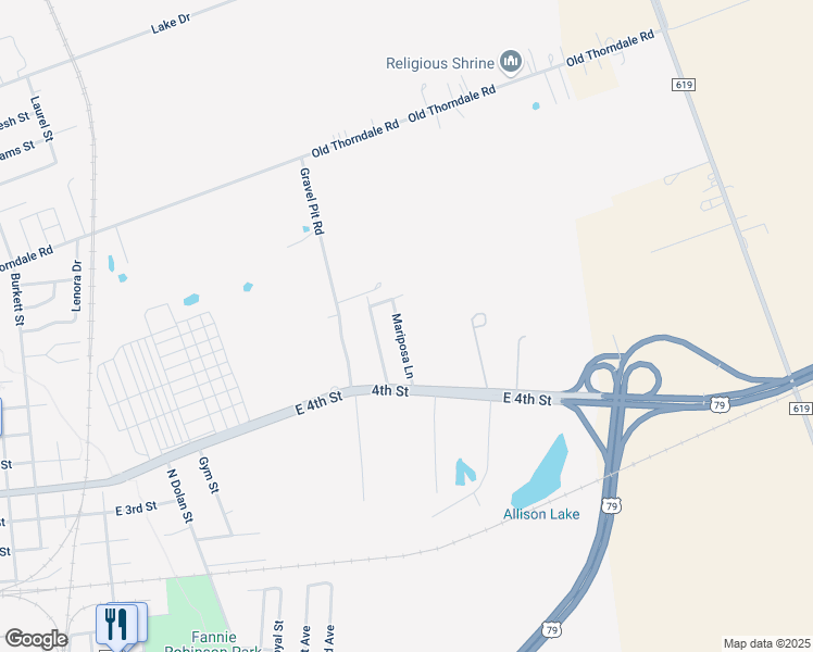 map of restaurants, bars, coffee shops, grocery stores, and more near 506 Mariposa Lane in Taylor