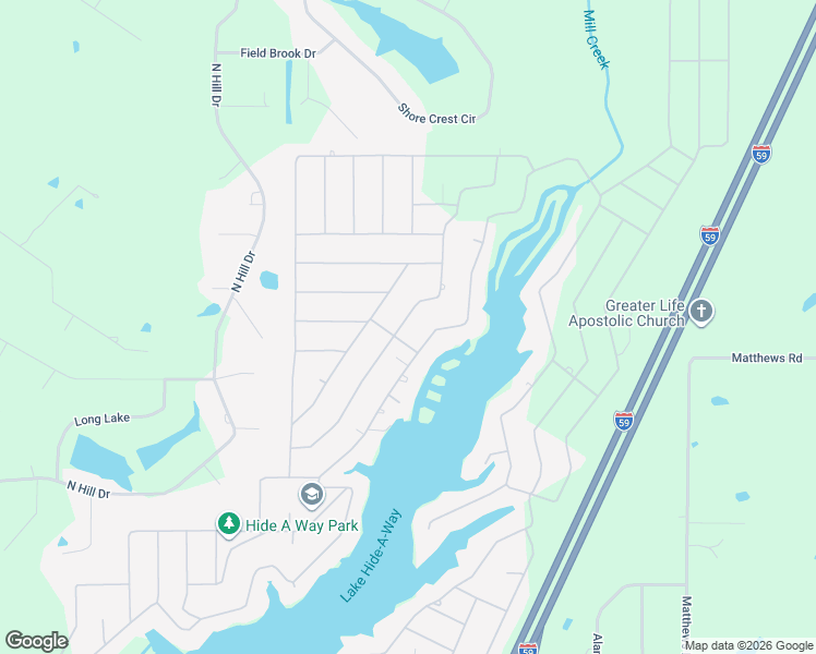 map of restaurants, bars, coffee shops, grocery stores, and more near 203 Ridgeview Drive in Carriere