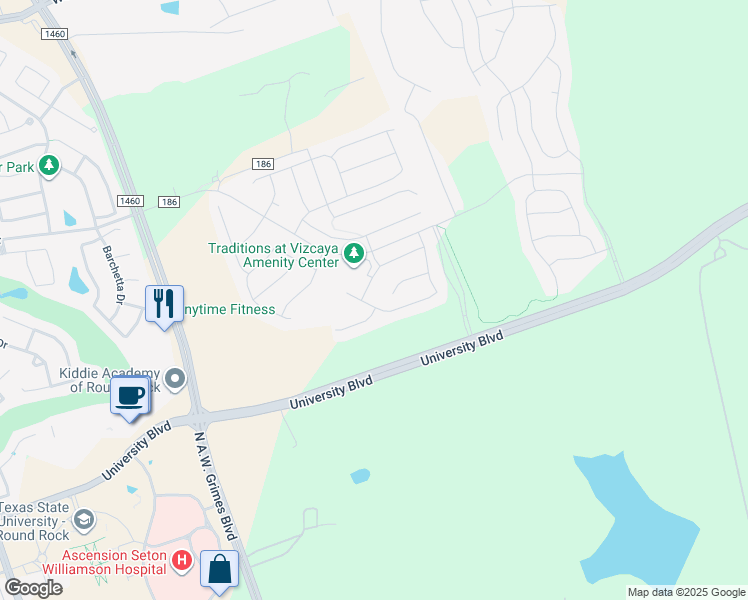 map of restaurants, bars, coffee shops, grocery stores, and more near 2704 Florin Cove in Round Rock