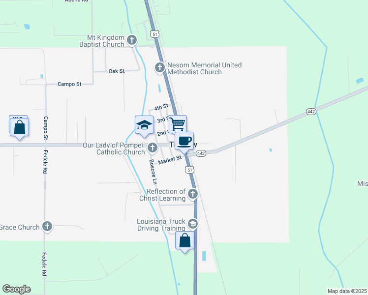 map of restaurants, bars, coffee shops, grocery stores, and more near 50023 U.S. 51 in Tickfaw