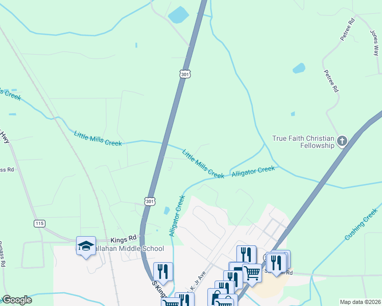 map of restaurants, bars, coffee shops, grocery stores, and more near Blessed Way in Callahan