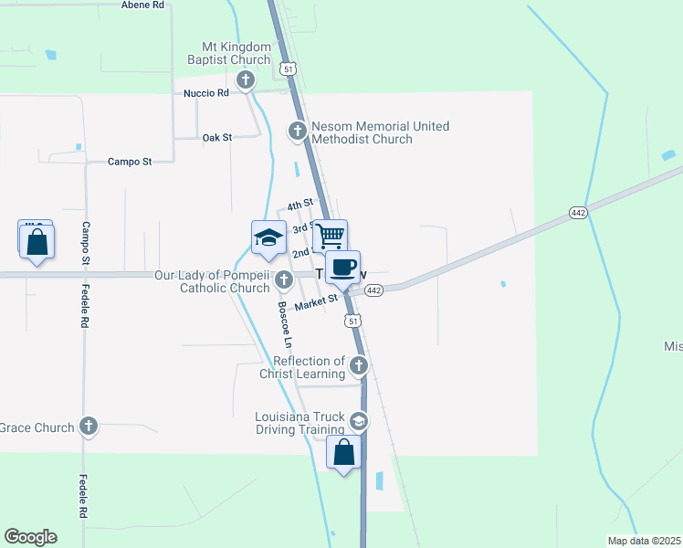 map of restaurants, bars, coffee shops, grocery stores, and more near in Tickfaw