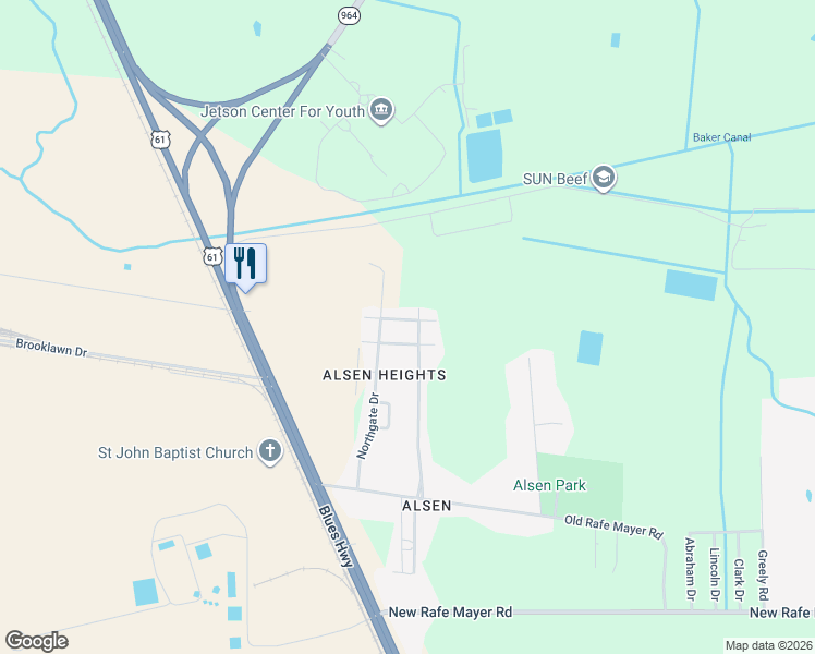 map of restaurants, bars, coffee shops, grocery stores, and more near 316 Gatebriar Street in Baton Rouge
