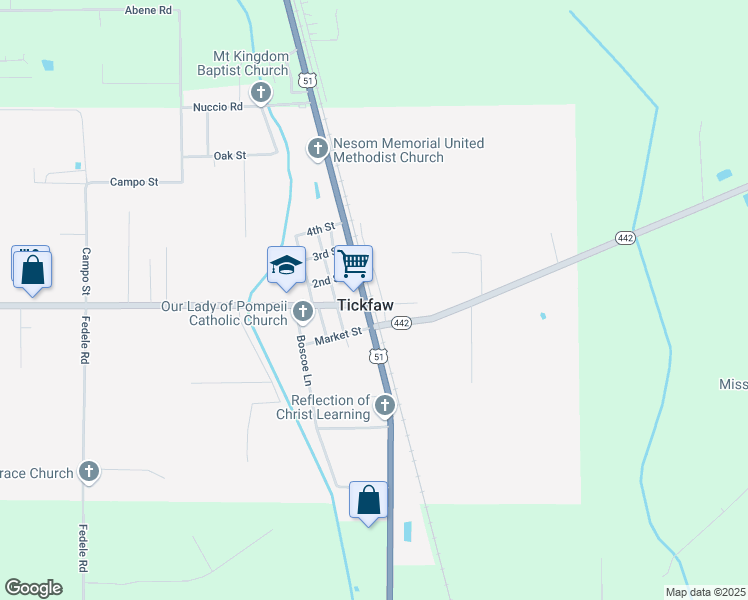 map of restaurants, bars, coffee shops, grocery stores, and more near in Tickfaw
