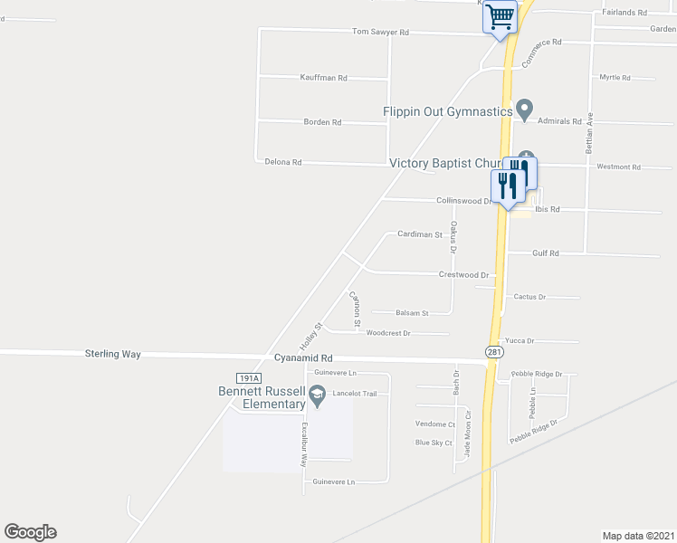 map of restaurants, bars, coffee shops, grocery stores, and more near 5517 Mulat Road in Milton