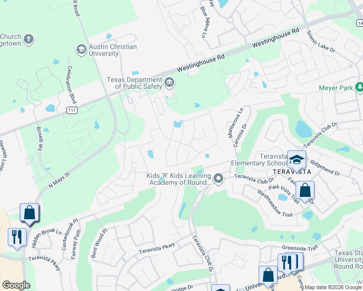 map of restaurants, bars, coffee shops, grocery stores, and more near 200 Birkshire Drive in Georgetown