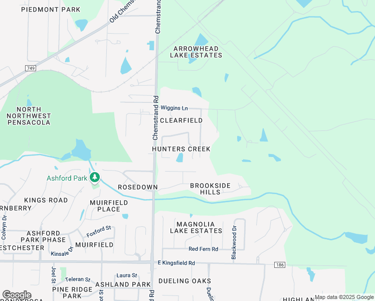 map of restaurants, bars, coffee shops, grocery stores, and more near 1517 Hunters Creek Drive in Escambia County