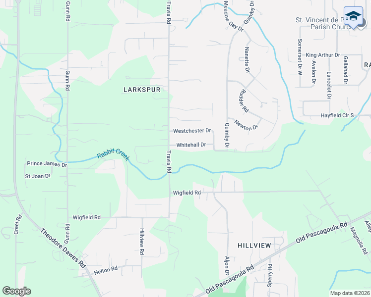 map of restaurants, bars, coffee shops, grocery stores, and more near 7225 Whitehall Drive in Mobile