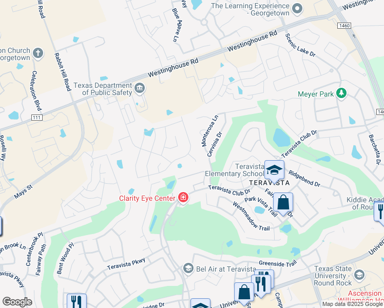 map of restaurants, bars, coffee shops, grocery stores, and more near 500 Windom Way in Georgetown