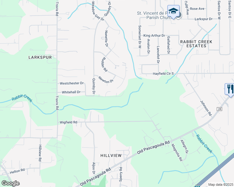 map of restaurants, bars, coffee shops, grocery stores, and more near 6974 Westchester Drive in Mobile
