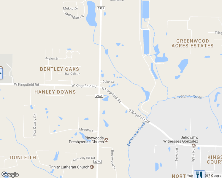 map of restaurants, bars, coffee shops, grocery stores, and more near 270 West Kingsfield Road in Escambia County