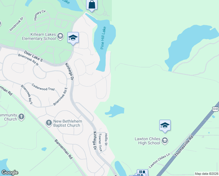 map of restaurants, bars, coffee shops, grocery stores, and more near 3560 Oak Hill Trail in Tallahassee