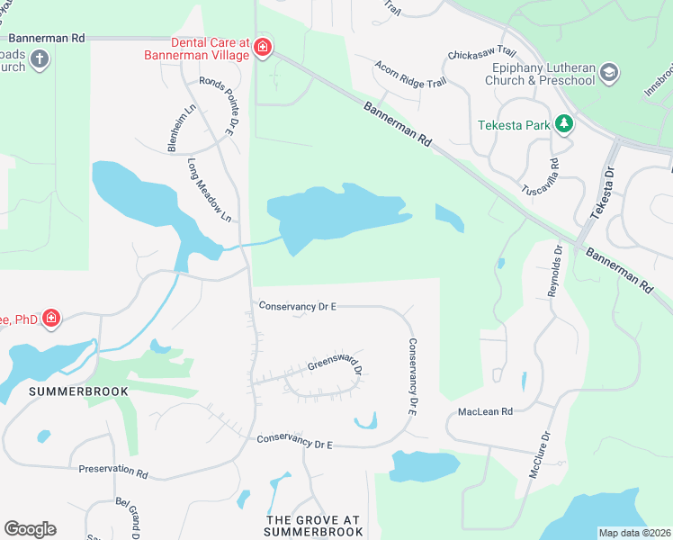 map of restaurants, bars, coffee shops, grocery stores, and more near 1407 Conservancy Drive East in Tallahassee