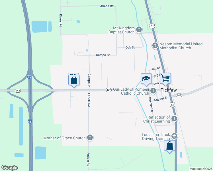 map of restaurants, bars, coffee shops, grocery stores, and more near 50014 Dorothy Lane in Tickfaw