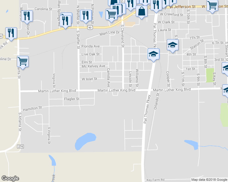 map of restaurants, bars, coffee shops, grocery stores, and more near 1621 Martin Luther King Junior Boulevard in Quincy