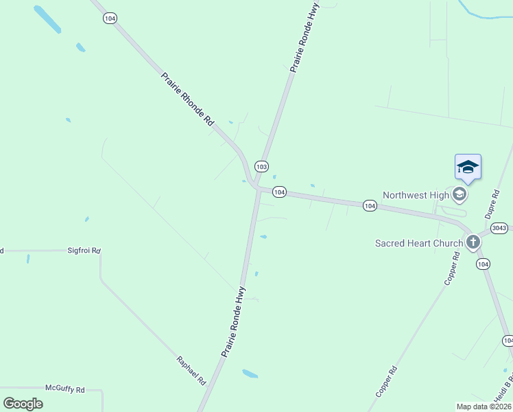 map of restaurants, bars, coffee shops, grocery stores, and more near Prairie Ronde Highway in St. Landry Parish