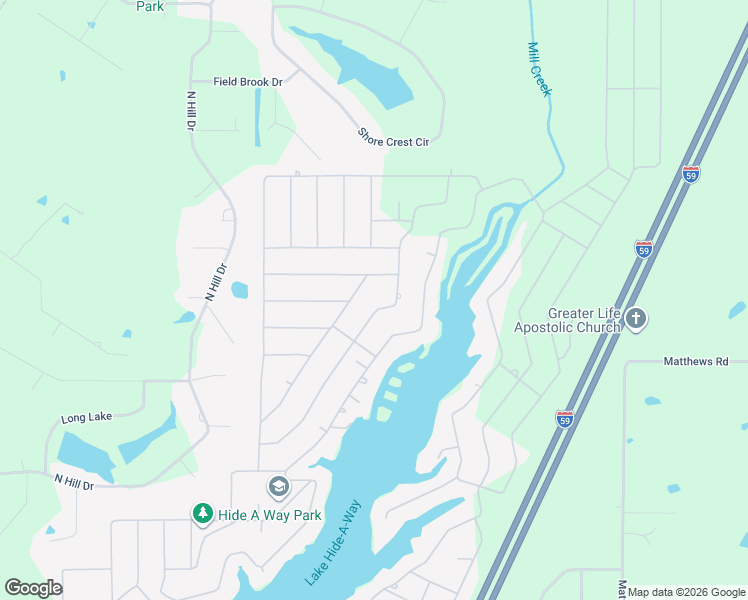 map of restaurants, bars, coffee shops, grocery stores, and more near 216 Ridgeview Drive in Carriere