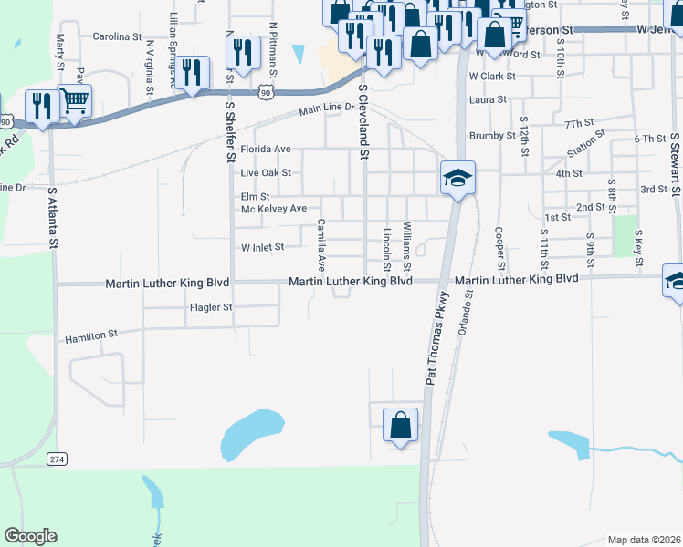 map of restaurants, bars, coffee shops, grocery stores, and more near 1621 Martin Luther King Junior Boulevard in Quincy