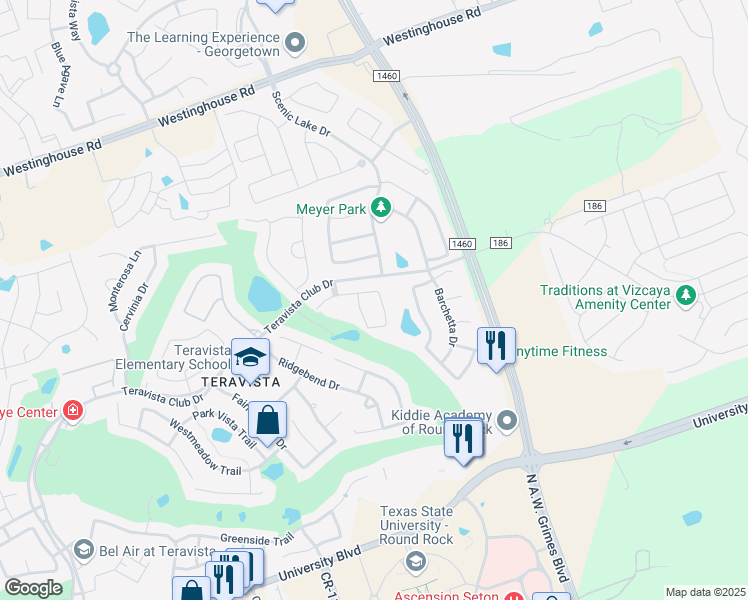 map of restaurants, bars, coffee shops, grocery stores, and more near 1937 Kempwood Loop in Round Rock