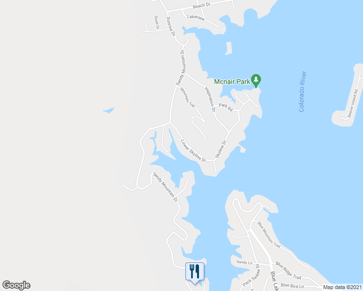 map of restaurants, bars, coffee shops, grocery stores, and more near 122 Skyline Drive in Sunrise Beach Village