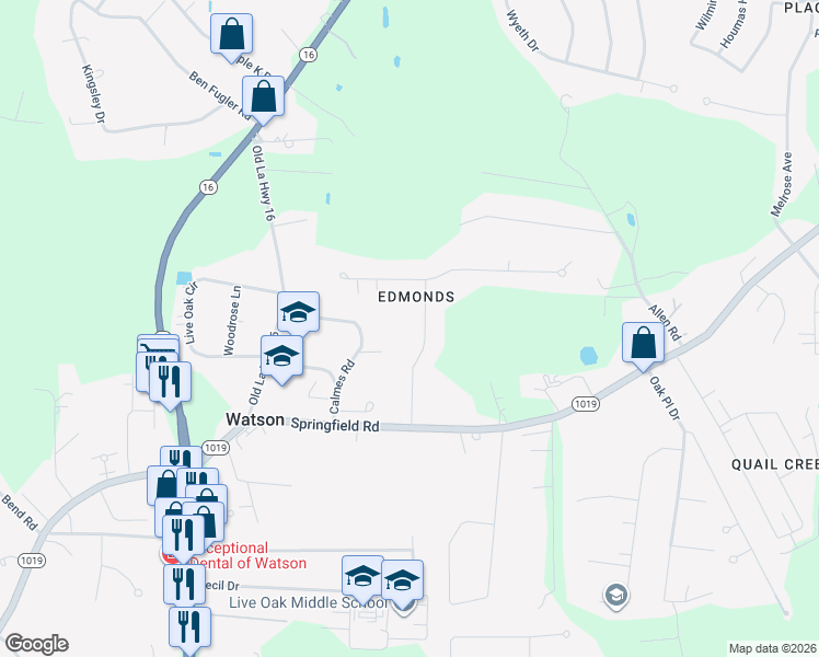 map of restaurants, bars, coffee shops, grocery stores, and more near 35130 Stonecastle Drive in Denham Springs