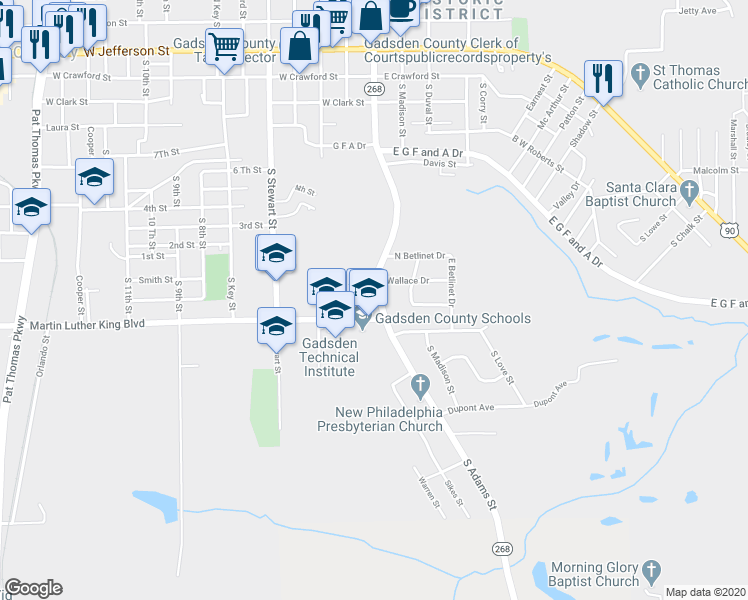 map of restaurants, bars, coffee shops, grocery stores, and more near 660 South Adams Street in Quincy