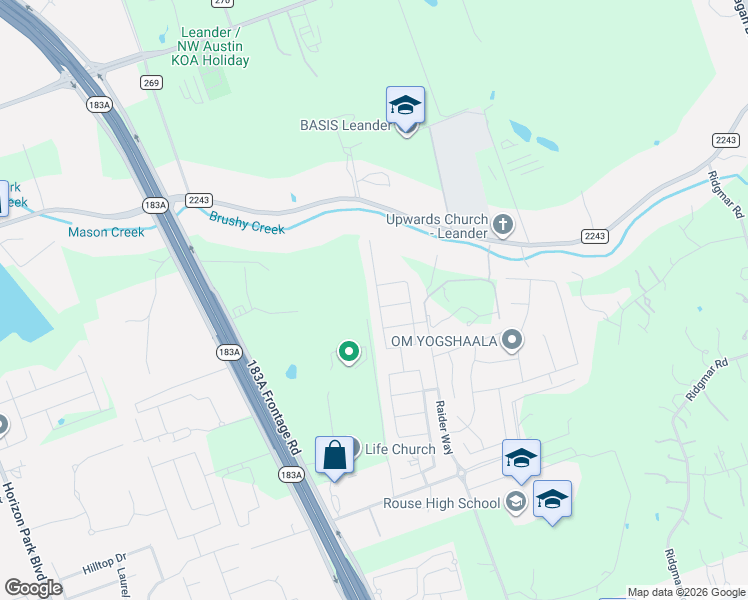map of restaurants, bars, coffee shops, grocery stores, and more near 601 Gabrielle Anne Drive in Leander