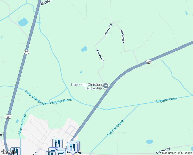 map of restaurants, bars, coffee shops, grocery stores, and more near 45173 Petree Road in Callahan