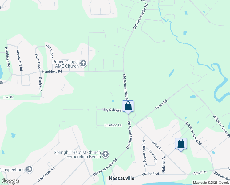 map of restaurants, bars, coffee shops, grocery stores, and more near 95175 Dirt Road in Fernandina Beach