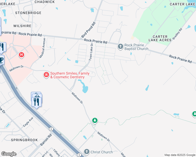 map of restaurants, bars, coffee shops, grocery stores, and more near 4200 Rock Prairie Road in College Station
