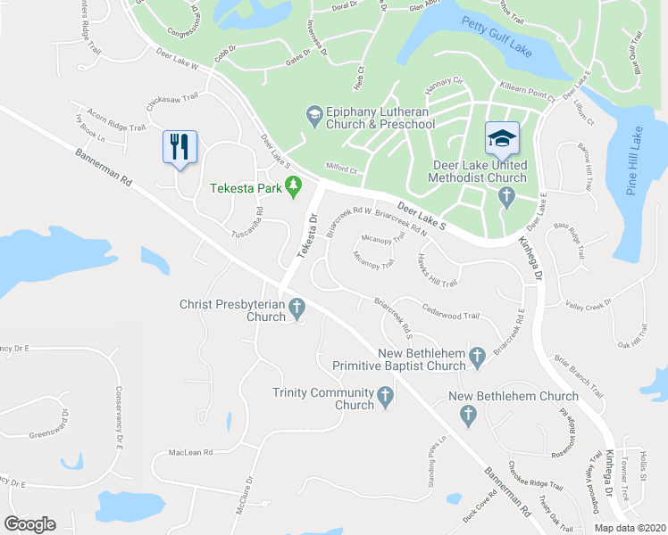 map of restaurants, bars, coffee shops, grocery stores, and more near 7896 Briarcreek Road West in Tallahassee