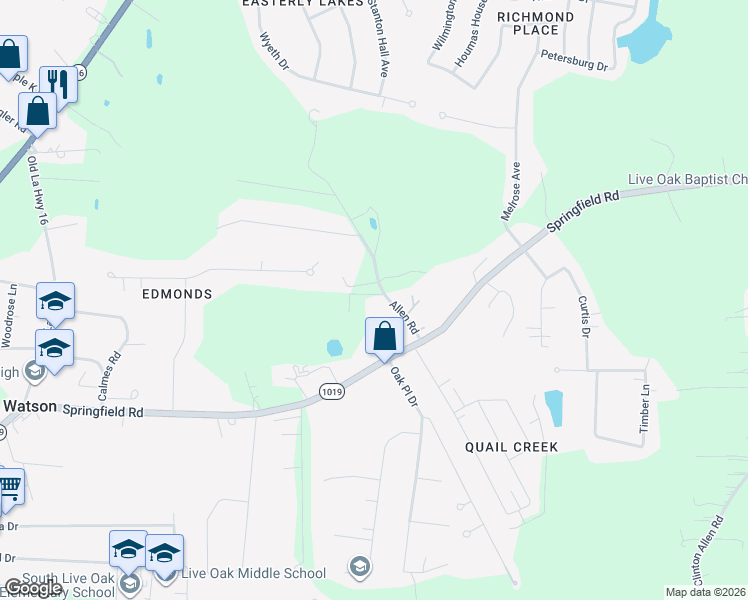 map of restaurants, bars, coffee shops, grocery stores, and more near 35329 Will Allen Road in Denham Springs