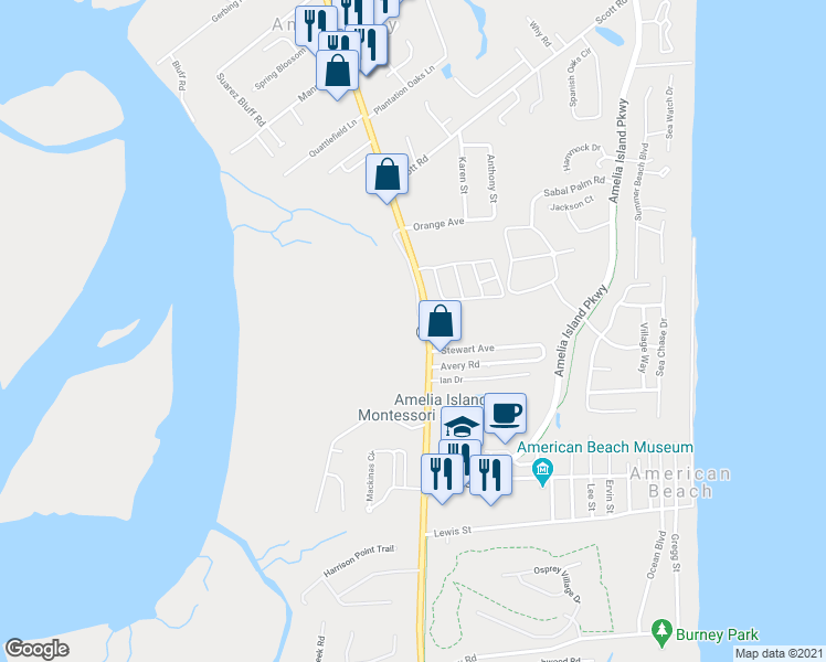 map of restaurants, bars, coffee shops, grocery stores, and more near 5161 1st Coast Highway in Nassau County
