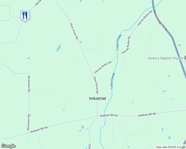 map of restaurants, bars, coffee shops, grocery stores, and more near 2 Harvey Burks Road in Picayune